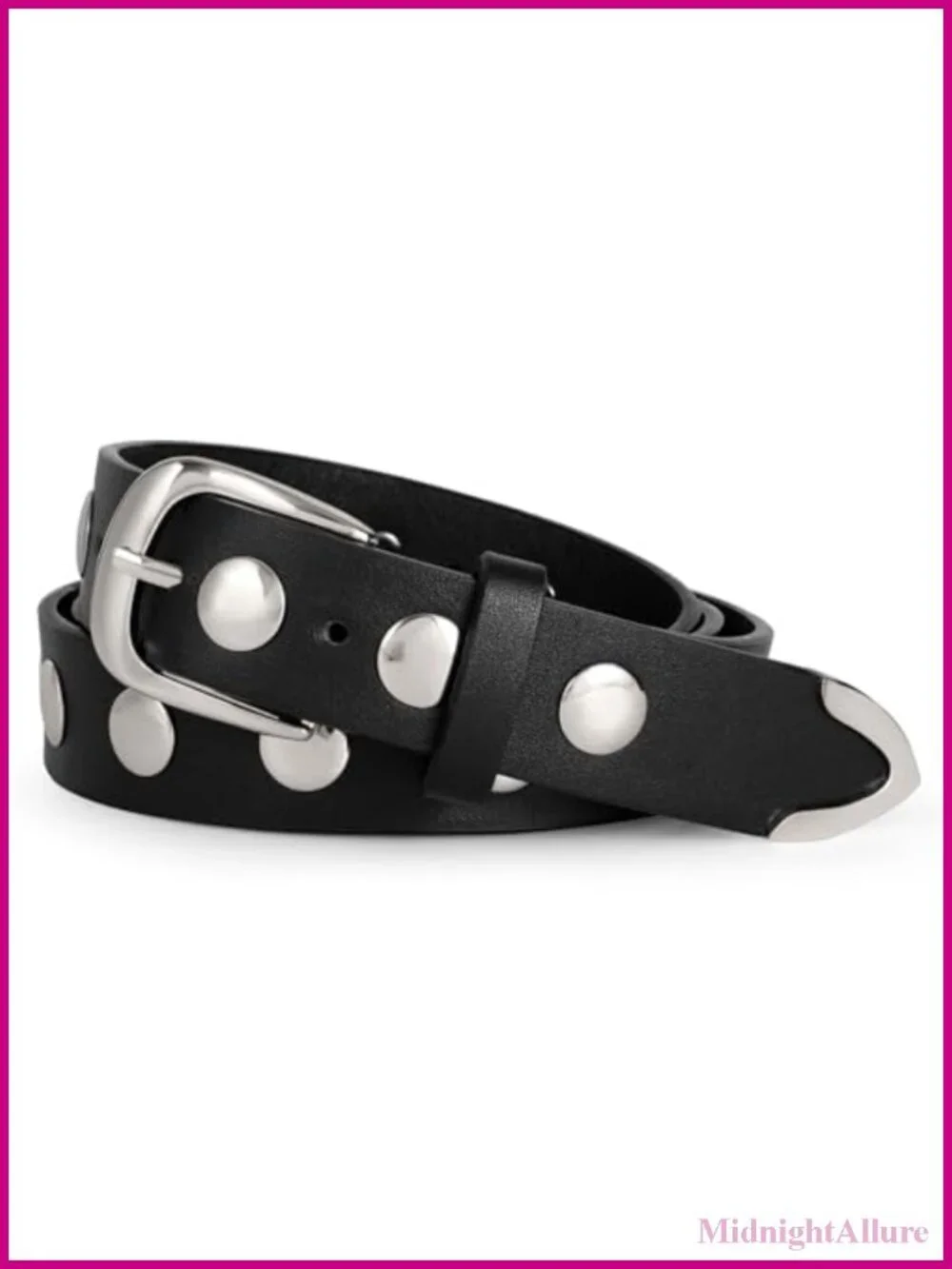 WERFORU Women's PU Leather Studded Belt with Gold Buckle